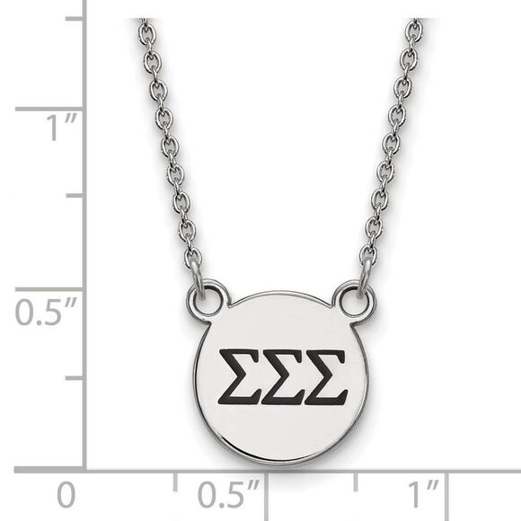 Sterling Silver Sigma Sigma Sigma Small Enamel Greek Letters Necklace - Picture 2 of 4